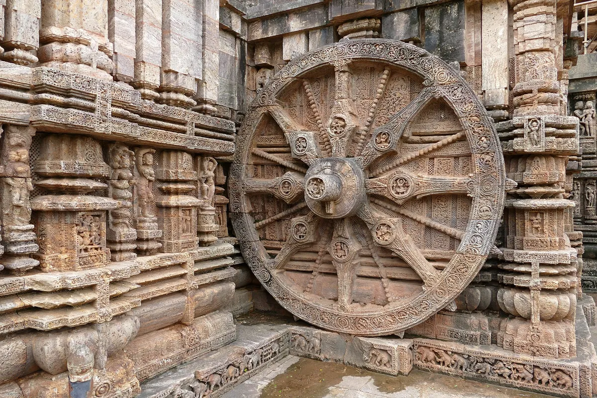 Carved stone wheel of the Konark Sun Temple